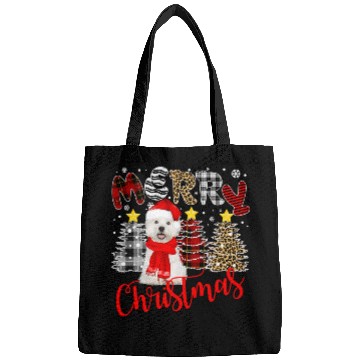 Discover Westie Merry Christmas Tree Leopard Plaid Printed Bags