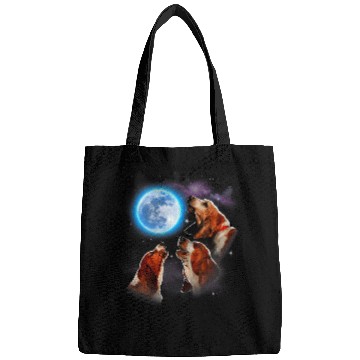 Discover three basset hound howling at moon dog lovers costume Bags