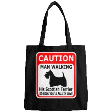 Discover Scottish Terrier Caution Man walking his... Bags