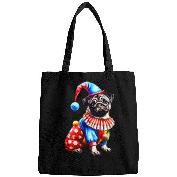 Discover Pug Dressed As Clown Dog Lovers Circus Pug Clown Design 3 Bags
