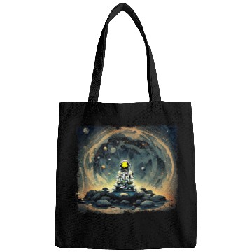Discover Meditating Astronaut Galaxy Spaceman Astronomer Cosmos Bags