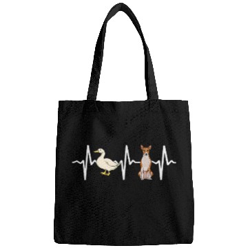 Discover White Duck Basenji Heartbeat Dog Lover Bags