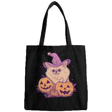 Discover Pumpkin Pomeranian Dog October Fall Autumn Halloween Graphic Bags