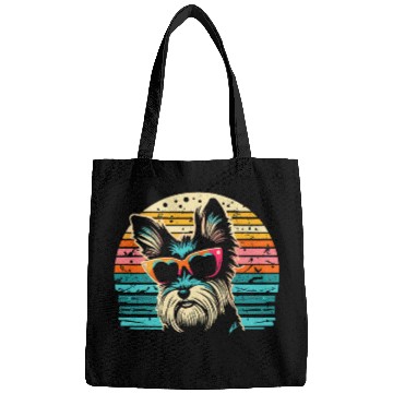 Discover Yorkie Terrier Retro Sunset vintages Yorkshire Bags