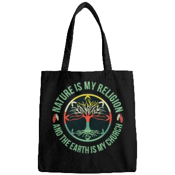 Discover Nature Is Religion Native American Day Pride Support Graphic Bags