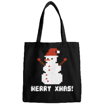 Discover Merry xmass 8 Bit Pixelated Pixel Ugly Christmas Snowman Bags
