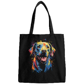 Discover Watercolor Colorful Labrador Lab 1 Bags