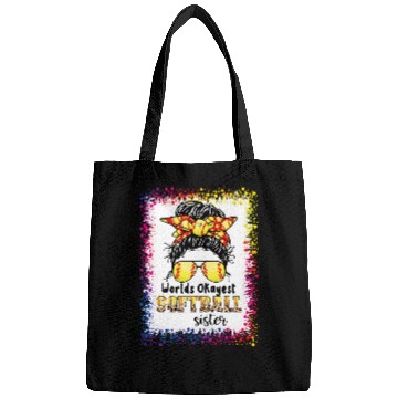 Discover Worlds Okayest Softball Sister Bleached Leopard Messy Bun Bags
