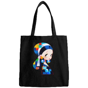 Discover Modern Pearl Earring Girl Tee Bags