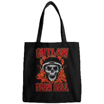 Discover Outlaw From Hell Skull Motorcycle Gift Biker Fires Flame Bags