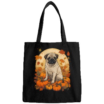 Discover Pumpkin Pug Dog Halloween Thanksgiving Bags