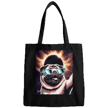 Discover Retro Pug Dog Solar Eclipse Cute Animals Kawai Puppy Lovers Bags