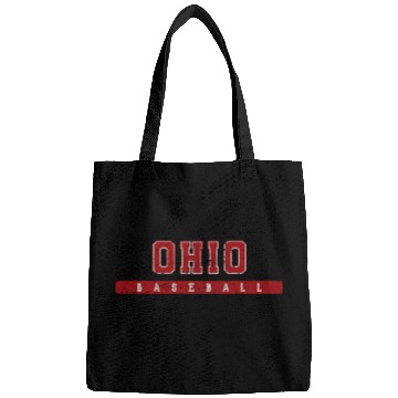 Discover Ohio Baseball Red vintages Text Bags