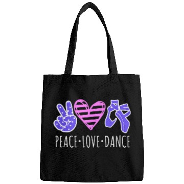 Discover Peace Love Dance Cute Ballet Dancing Saying Dancer Quote Bags