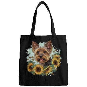 Discover Yorkshire Terrier Yorkie Sunflower Dog Cute Graphic Bags