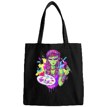 Discover Trippy Alien Hippie Hippie Artist Bags