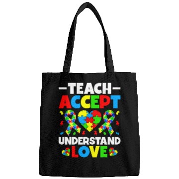 Discover Teach Accept Understand Love SPED Teacher Autism Awareness Bags