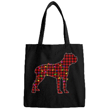 Discover Red Plaid Buffalo Cane Corso Christmas Pajamas Bags