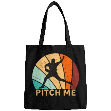 Discover Pitch Me Baseball Pitcher Retro vintages Sunset Funny Bags