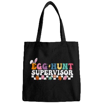 Discover Easter Egg Hunt Supervisor Retro Groovy Egg Hunt Supervisor Bags