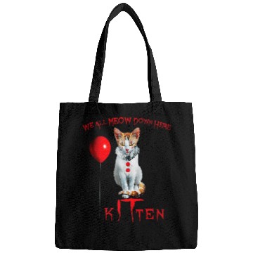 Discover We All MEOW Down Here Clown Cat Kitten Bags