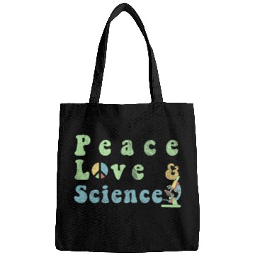 Discover Peace Love Science Microscope Design Science Teacher Bags