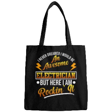 Discover Awesome Electrician Electricity Worker Lineman Graphic Bags