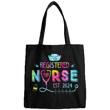Discover Registered nurses Est 2024 Nursing Student RN Graduate Tiedye Bags
