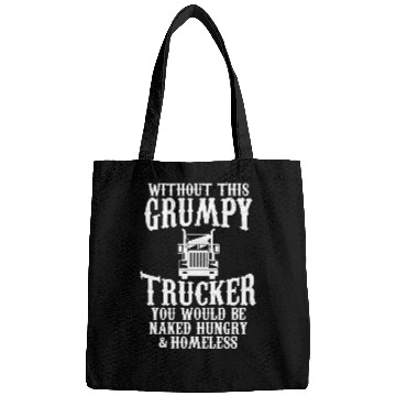 Discover Grumpy trucker hilarious graphic design Bags
