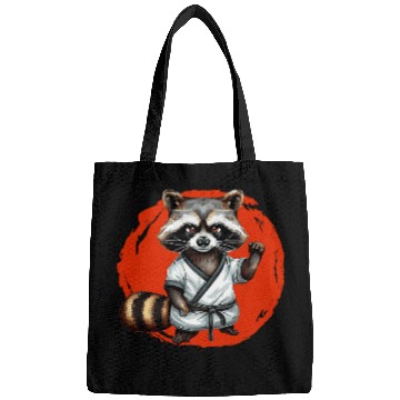 Discover Karate Raccoon Martial Arts Wildlife Red Moon Bags