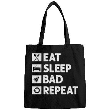 Discover Badminton Eat Sleep Repeat Funny Shuttlecock Meme Bags