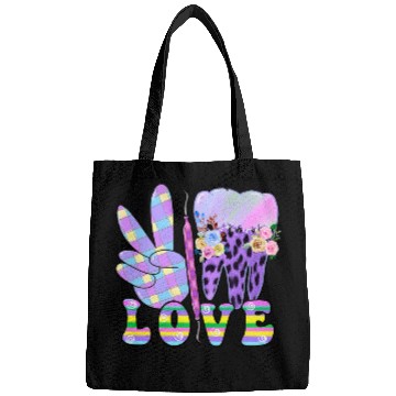 Discover Peace Love Dental Purple nurses Cute Teeth Bags