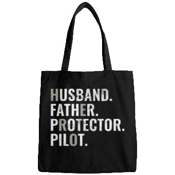 Discover Husband Father Protector Pilot Gift Funny Dad Humor Bags