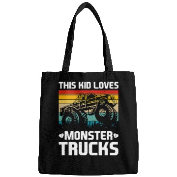 Discover This Kid Loves Monster Trucks vintages Trucker Bags