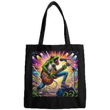 Discover Rock Star Frog Singer Electric Guitar Stage Vibrant Lights Bags