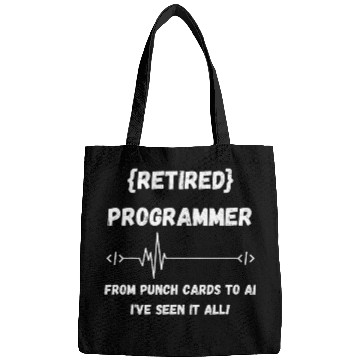 Discover Retired Computer Programmer Coding Heartbeat Funny Bags