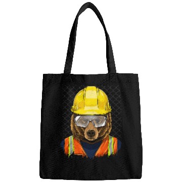 Discover Construction Worker Brown Grizzly Bear Laborer Bear Lover Bags