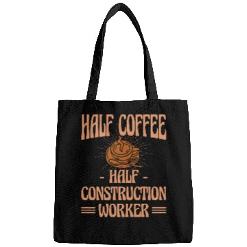 Discover Half Coffee Half Construction worker Retro Inspirational 2 Bags