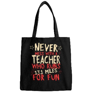Discover Teacher Who Runs Half Marathon Funny Running Humor Runner 2 Bags