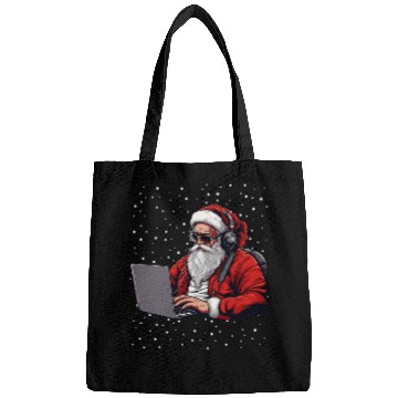 Discover Santa In Front of Laptop Programmer Web Developer Christmas Bags
