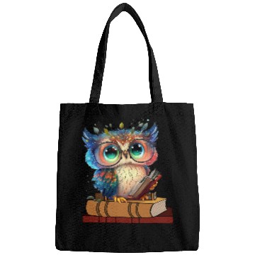 Discover Kawaii Owl Reads Book Reading Bookworm Library Book 2 Bags