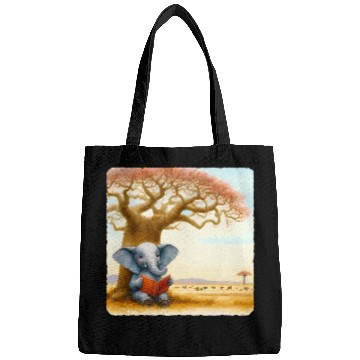 Discover Elephant Reading Wildlife Conservation Book Baobab Tree Bags