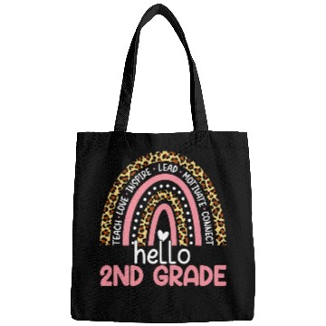 Discover Hello 2nd Grade Team Second Grade Leopard Rainbow Teacher Bags