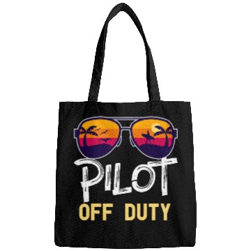 Discover Pilot Off Duty Beach Time Off Funny Summer Vacation Bags
