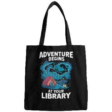 Discover Adventure Begins At Your Library Book Lover Hiking Camping 2 Bags