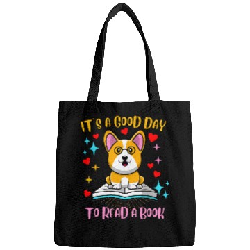 Discover Its a Good Day to Read a Book Corgi Dog Reading Funny Bags