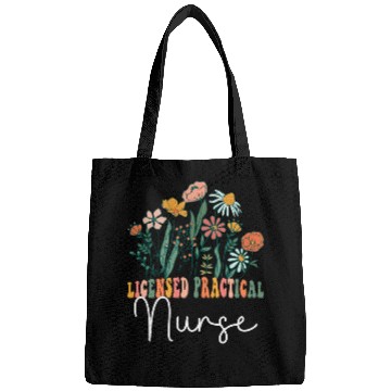 Discover Retro Groovy floral Licensed Practical nurses Wildflower Tees Bags