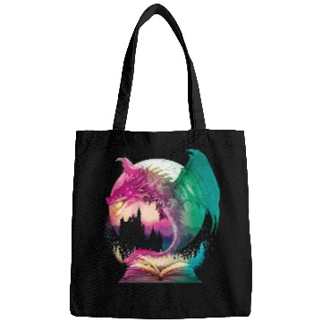 Discover fantasy Bookworm Book Dragon Reader Library Bags