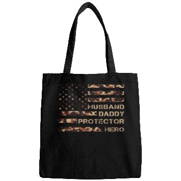 Discover Husband Daddy Protector Hero Fathers Day American Flag Camo Bags