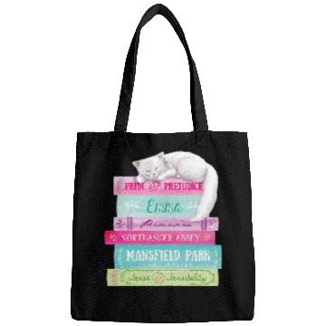 Discover Jane Austen Book Stack Funny Literary Literature Bags